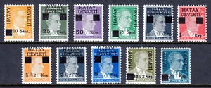 HATAY — SCOTT 1-15 — 1939 ATATÜRK SURCHARGE SET — MH — SCV $56 - Picture 1 of 2