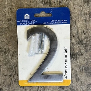 Architectural Mailboxes 3582SN Number 2 Solid Cast Brass 4 inch Floating Hous... - Picture 1 of 2