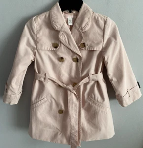 Janie and Jack Girl’s Trench Coat Spring Jacket Belted Pink Lined Size 2T-3T - Picture 1 of 4