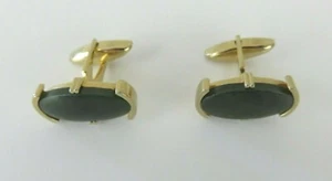Vintage Swank Oblong Black Stone and Gold Frame Cufflinks - Picture 1 of 6