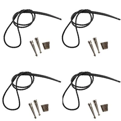 Blank Bolo String Tie Kit Standard Slide Smooth Tips Black Vinyl Braid Silver - Image 1 of 4