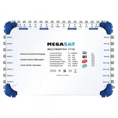 Megasat Multischalter 17/16 Multiswitch 4 Satelliten 16 Ausgänge Verteiler  - Bild 1 von 2