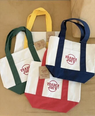 TRADER JOE'S Capacity CANVAS TOTE MINI BAG - RED,GREEN,BLUE & YELLOW - Image 1 of 4