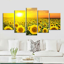 Sunflower Field Sunshine 5 Panel Canvas Print Wall Art