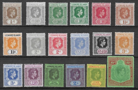 LEEWARD Is. 1938-51 BASIC SET TO 10/- MH/MNH.  SG. 95 - 113c.  (7093) Cover