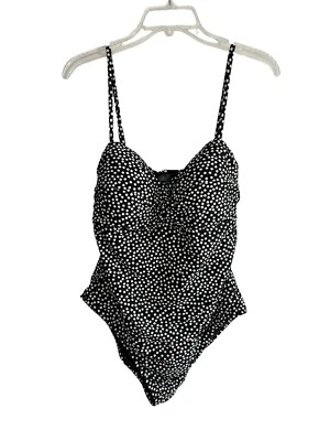 Traje de baño Catalina de una pieza con patrón de puntos blanco y negro talla 12/14 sujetador incorporado Foto 1 de 4