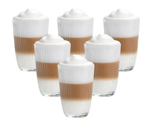 6 Kaffeegläser 390ml Latte Macchiato Gläser Kaffeebecher Gläser Teegläser Linei - Bild 1 von 3