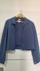 Talbots Pure Silk Women’s Blue Lined Blazer Jacket Top US 14 l XL Extra Large - Picture 1 of 12