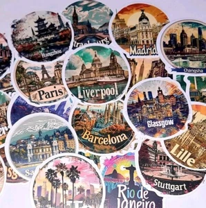 50 runde Städte Aufkleber Urlaub Reisen DIY Deko Geschenk Stickerbomb Sticker 19 - Bild 1 von 4