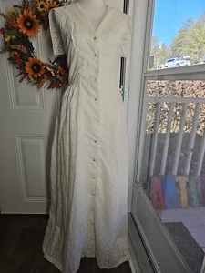 Vintage Maxikleid weiß Ösen Capelet Größe S - Bild 1 von 5
