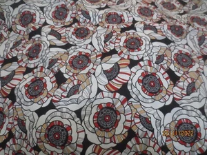 3 yds x 42" OOP Poppy Field C-5597 Cotton Fabric - Benartex Red Black on WHite - Picture 1 of 6