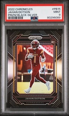 2022 CHRONICLES JAHAN DOTSON PRIZM BLACK ROOKIE SILVER PRIZM SP #PB15 RC - PSA 9 - Image 1 of 4