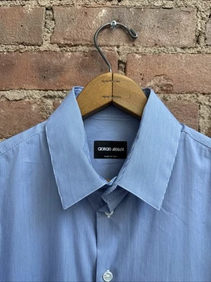 Camisa para hombre Giorgio Armani, talla 15,5/39, rayas azules, Italia Foto 1 de 4