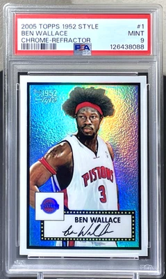 ( /299 ) Ben Wallace 2005-06 Topps 1952 Style Chrome Refractor #1 Pistons PSA 9 - Image 1 of 2