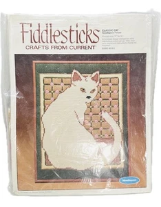 Fiddlesticks Classic Cat Needlepoint Kit Vintage 1980s Current Crafts Yarn - Bild 1 von 9