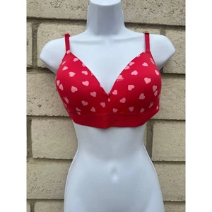 Sujetador Victoria's Secret ROSA Wear Everywhere Inalámbrico Ligeramente Forrado Corazones Rojos 36C - Imagen 1 de 6