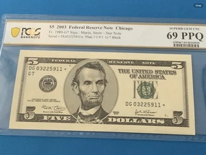 $5 2003 FEDERAL RESERVE STAR NOTE 69 PPQ…. - Picture 1 of 2