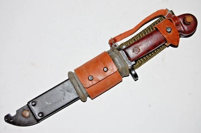 Romanian Type I Soviet Style Rifle Knife Bayonet w/ Scabbard & Frog - Unissued - Image 1 of 4