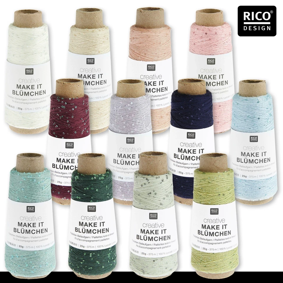 Rico Design 3 x 25 g Creative Make it Blümchen Beilaufgarn Pailletten 12 Farben - Bild 1 von 1