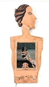 Antique 20s 30s Flapper Girl Figural Wall Mirror WOW woman - Picture 1 of 23