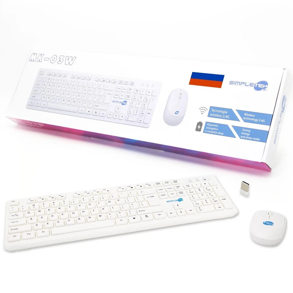 Wireless Mouse and Keyboard Kit Russian Layout White Set M&k Russian - Image 1 of 4