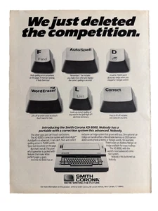 Smith Corona XD 8000 Typewriter Print Ad We Deleted The Competition  - Picture 1 of 4