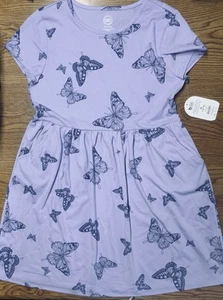 Girls Lavender Light Weight Lined Dress With Butterfly Design Size 14-16 - Picture 1 of 3
