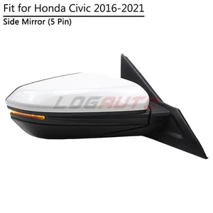 For Honda Civic Sedan Coupe 16-21 Right Side Door Mirror with Turn 5 Pin - Picture 1 of 12