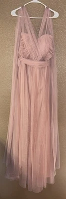 Vestido de Dama de Honor Gris Birdie 3XL Rosa Gasa Largo Convertible Rosa Malva Foto 1 de 4
