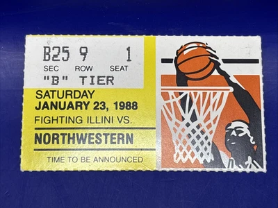 Ticket Stub: January 23, 1988- Northwestern (48) vs. Illinois (79) - Henson #495 - Image 1 of 2