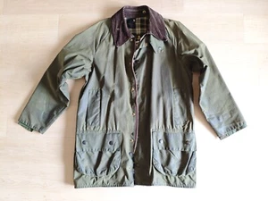 Barbour Beaufort Waxed Hunting Jacket 38 Sage Green Made in England Vintage - Picture 1 of 24