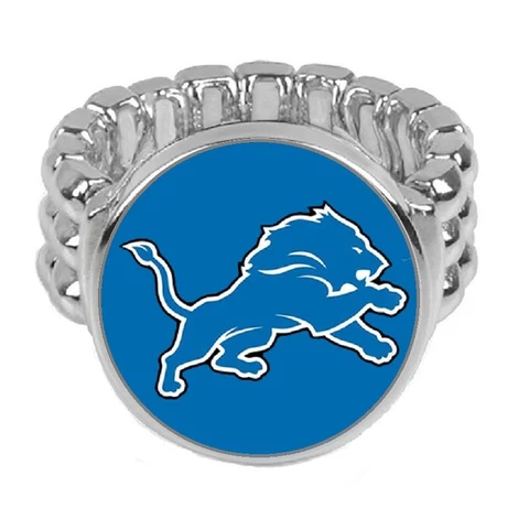 Detroit Lions Silver Mens Womens Football Ring Fits All Sizes w Gift Pk D2 Cover