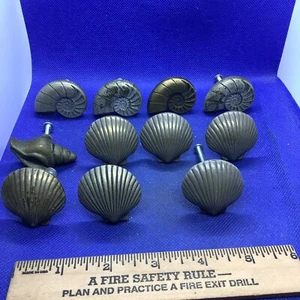 Lote de 11 perillas de gabinete de metal concha marina cocina baño decoración - Imagen 1 de 2