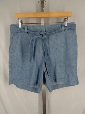 Talbots Chambray Linen Cotton Blend Belted Shorts Size 6 New - Image 1 of 4