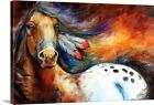 Impression murale art mural sur toile guerrier indien esprit, décoration de maison de cheval