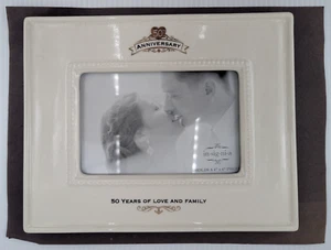 Insignia Photo Frame 50th Anniversary Ceramic Holds 4"x6" Photo - Picture 1 of 5
