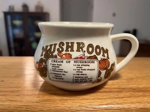 Vintage Ceramic Recipe Mushroom Soup Bowl Mug Cup Made In China - Picture 1 of 3