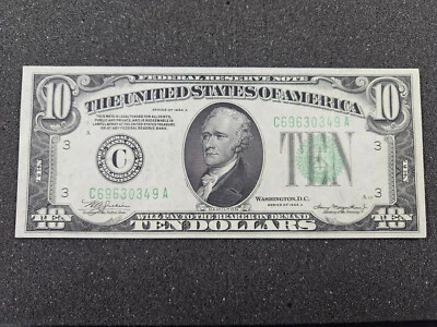 🌟 FR#2006 $10 1934-A Federal Reserve Note PHILADELPHIA DGS Dark Green Seal UNC - Image 1 of 4