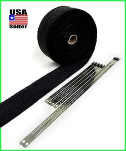 BLACK HEADER WRAP PIPE INSULATION TAPE ROLL 2 X 50 FT W/ STAINLESS LOCKING TIES - Picture 1 of 3