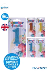 GLITTER NUMBER CANDLES BIRTHDAY CAKE CANDLES 0 - 9 BIRTHDAY EVENT CAKE TOPPER - Picture 1 of 10