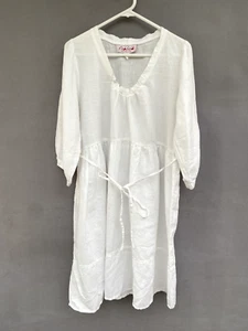🔹 Womens Fabboo Australia 100% Linen 3/4 Sleeve Gathered Dress Shift One Size - Picture 1 of 6