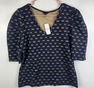 Ann Taylor Womens L Puff Shoulder Textured 3/4 Sleeve Blouse Shirt Top NWT - Picture 1 of 9