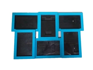Wall Collage Picture Frames Teal Blue Plastic Wall Mount Holds 6X 4x6 Pictures - Picture 1 of 11