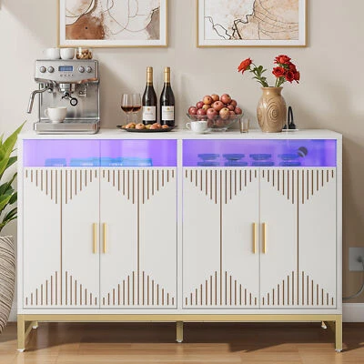 47/55/59/62-in Wood Sideboard Cabinet 4 Doors Kitchen Cupboard Adjustable Shelve - Image 1 of 4