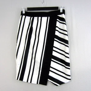 Portmans Skirt Womens 8 Black White Striped Straight Pencil Stretch Career - Picture 1 of 13