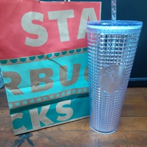 Starbucks Silver Grid Disco Holiday 2020 Cold Cup Tumbler - Bild 1 von 4