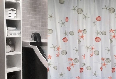 Textil Duschvorhang Stella Marina Rubin/ Rot 120 x 200 cm mit inkl. DV-Ringen - Bild 1 von 4