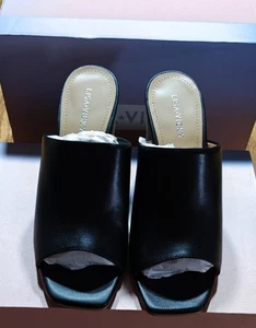 Lisa Vicky Shoes Womens Size 7M Virtue-V Block Heel Black Sheep Nappa Sandals - Picture 1 of 4