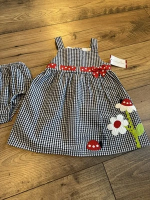 Emily Rose 18 M Bebé Niña Seersucker Solero Azul Dama Insecto Flores Guinga   Foto 1 de 4