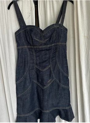 荷叶边裙牛仔紧身胸衣裙  — 第 1/4 张图片